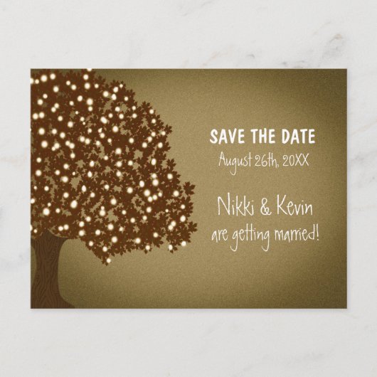 Vintager Tree Rustic Wedding Rett Datum Postkarte (Vorderseite)