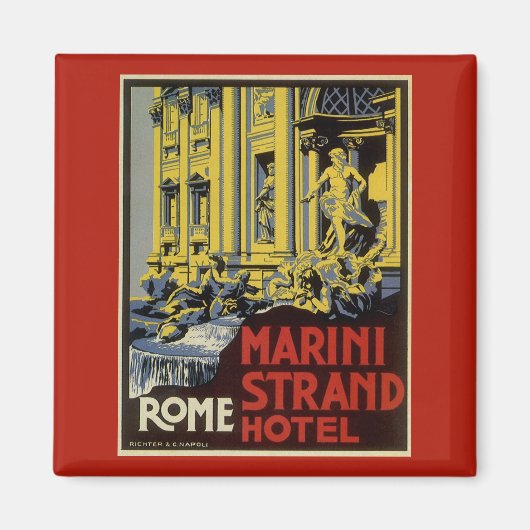 Vintager Trevi-Brunnen, Marini Strand Hotel, Rom Magnet (Vorne)