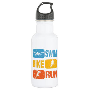 Vintager Triathlon - Swim Bike Run Edelstahlflasche