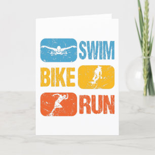 Vintager Triathlon - Swim Bike Run Feiertagskarte