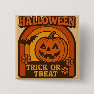 Vintager Trick oder Treat Halloween der 70er Jahre Button