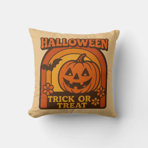 Vintager Trick oder Treat Halloween der 70er Jahre Kissen