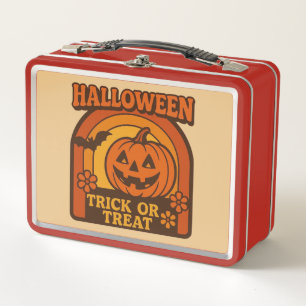Vintager Trick oder Treat Halloween der 70er Jahre Metall Brotdose