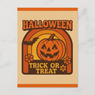 Vintager Trick oder Treat Halloween der 70er Jahre Postkarte