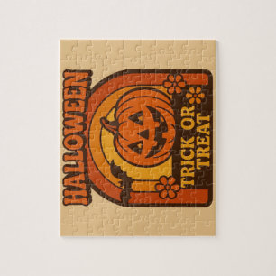 Vintager Trick oder Treat Halloween der 70er Jahre Puzzle