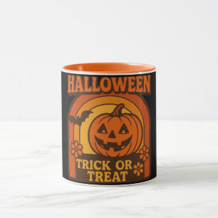 Vintager Trick oder Treat Halloween der 70er Jahre Tasse