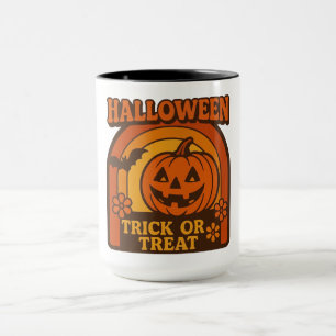 Vintager Trick oder Treat Halloween der 70er Jahre Tasse