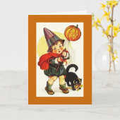 Vintager Trick oder Treater Karte (Gelbe Blume)