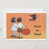 Vintager Trick oder Treff Halloween Postkarte (Vorderseite)