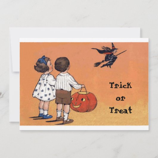 Vintager Trick oder Treff Halloween Postkarte (Vorderseite)