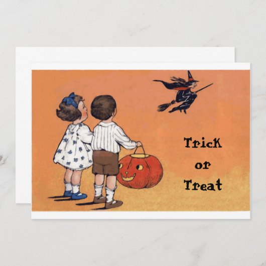 Vintager Trick oder Treff Halloween Postkarte (Vorne/Hinten)