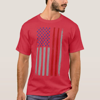 Vintager Trommelsticks Amerikanische Flagge Funny T-Shirt