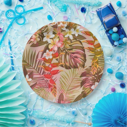 Vintager Tropengarten Pappteller (Party)