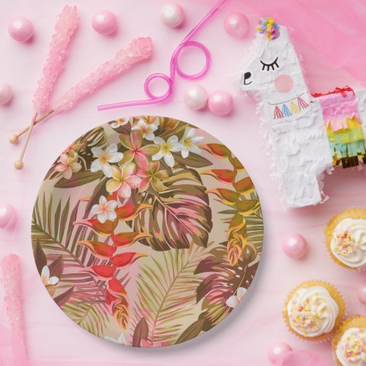 Vintager Tropengarten Pappteller (Party)