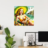 Vintager Tropenpinup Poster (Heimbüro)