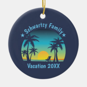 Vintager Tropical Beach Sommer Sonnenuntergang Pal Keramik Ornament