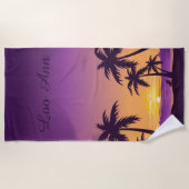 Vintager Tropical Beach Sommer Sonnenuntergang Pal Strandtuch (Vorderseite)