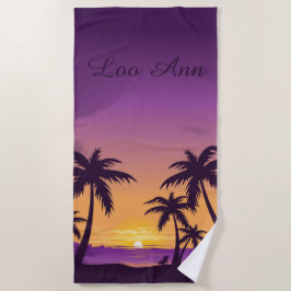 Vintager Tropical Beach Sommer Sonnenuntergang Pal Strandtuch