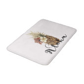 Vintager tropischer Ananas-Hibiskus Badematte (Schrägansicht)