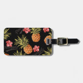 Vintager Tropischer Ananas-Hibiskus Gepäckanhänger (Vorderseite horizontal)