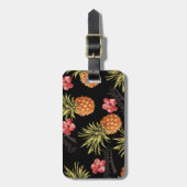 Vintager Tropischer Ananas-Hibiskus Gepäckanhänger (Vorderseite vertikal)