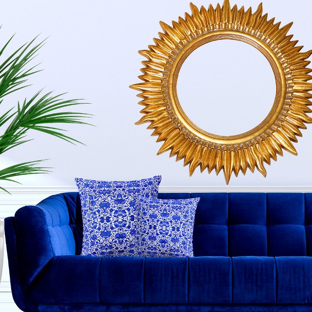 VINTAGER TROPISCHER BLAUER-FOLGKARTEN KISSEN (Von Creator hochgeladen)