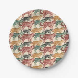 Vintager tropischer Dschungel Wilder Stalking Leop Pappteller