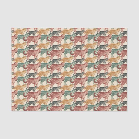 Vintager tropischer Dschungel Wilder Stalking Leop Seidenpapier (Vorderseite)