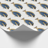 Vintager tropischer Fisch Zeichnend Blaues Gold-Ge Geschenkpapier (Ecke)