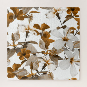 Vintager tropischer Hibiskus: Muster für Fotokolla Puzzle