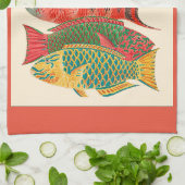 Vintager tropischer Ozeanfisch Geschirrtuch (Gefaltet)