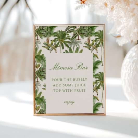 Vintager tropischer Palmenbaum Mimosa Bar Poster