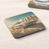 Vintager tropischer Strand Getränkeuntersetzer (Linke Seite)