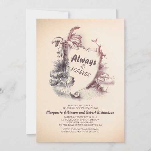 Vintager tropischer Strand | Probe Einladung (Vorderseite)