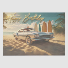 Vintager tropischer Strand Sportwagen Seidenpapier