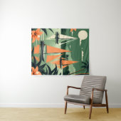 Vintager tropischer Strand und Segelboote Retro Wandteppich (Beispiel (Horizontal))