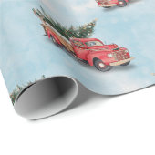 Vintager Truck Weihnachtsbaum Geschenkpapier (Rolleneckpunkt)