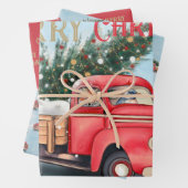 Vintager Truck Weihnachtsbaum Geschenkpapier Set (Beispiel)