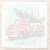 Vintager Truck Weihnachtsbaum Glasuntersetzer (Rückseite)