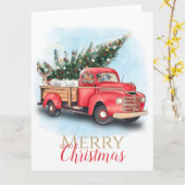 Vintager Truck Weihnachtsbaum Karte (Gelbe Blume)