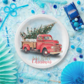 Vintager Truck Weihnachtsbaum Pappteller (Party)