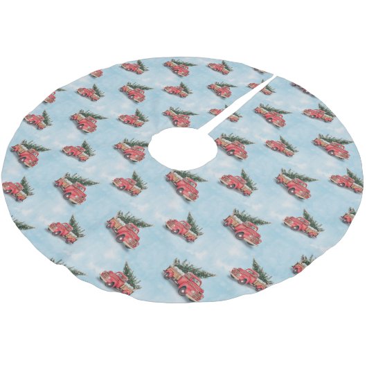 Vintager Truck Weihnachtsbaum Polyester Weihnachtsbaumdecke (Schrägansicht)