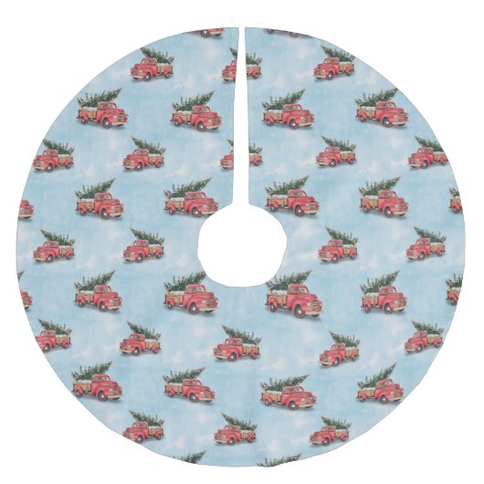 Vintager Truck Weihnachtsbaum Polyester Weihnachtsbaumdecke (Vorderseite)