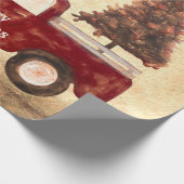 Vintager Truck Weihnachtsbaum Rustikales Bauernhau Geschenkpapier (Ecke)