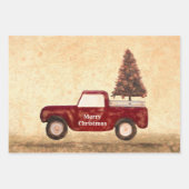 Vintager Truck Weihnachtsbaum Rustikales Bauernhau Geschenkpapier Set (Vorderseite 2)