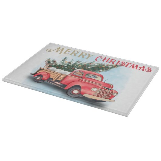 Vintager Truck Weihnachtsbaum Schneidebrett (Ecke)