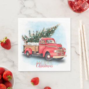 Vintager Truck Weihnachtsbaum Serviette