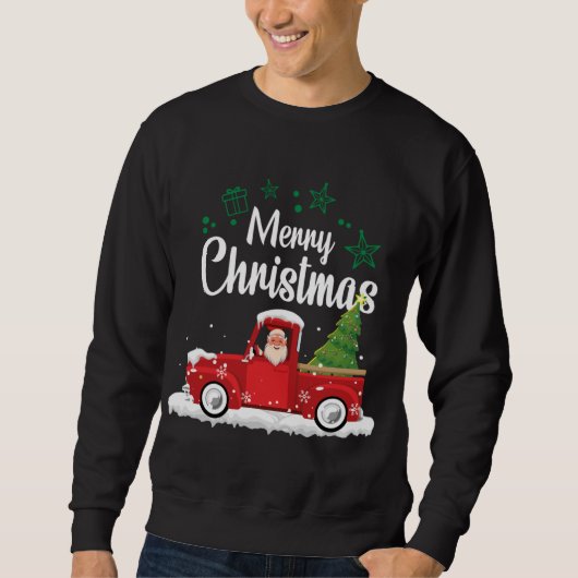 Vintager Truck Weihnachtsbaum Sweatshirt (Vorderseite)