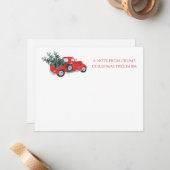 Vintager Truck Weihnachtsbaumhof Mitteilungskarte (Vorderseite/Rückseite Beispiel)