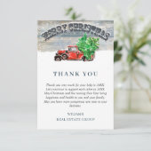 Vintager Trucker Urlaub Weihnachten im Unternehmen Dankeskarte (Stehend Vorderseite)